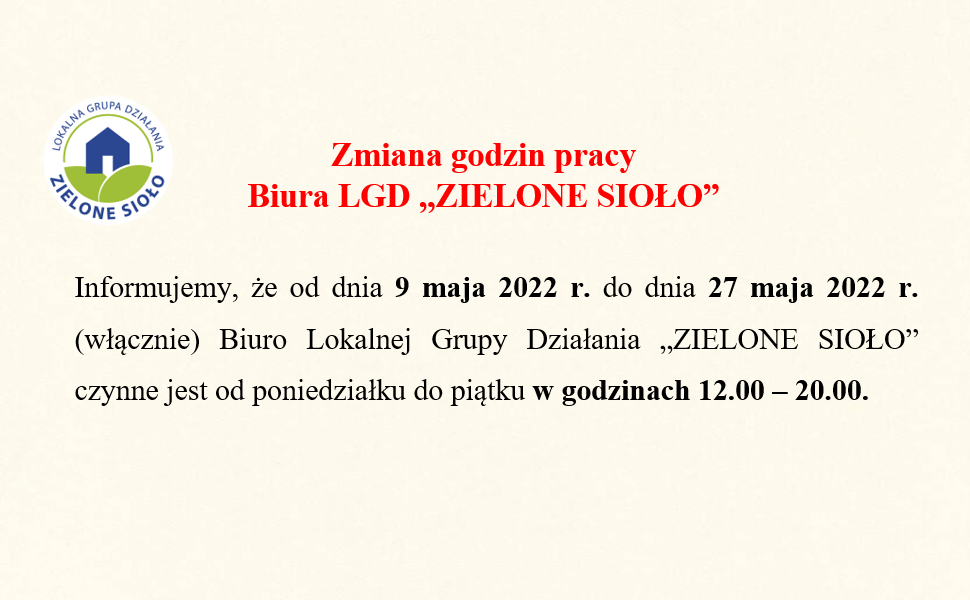 zmiana godzin pracy biura